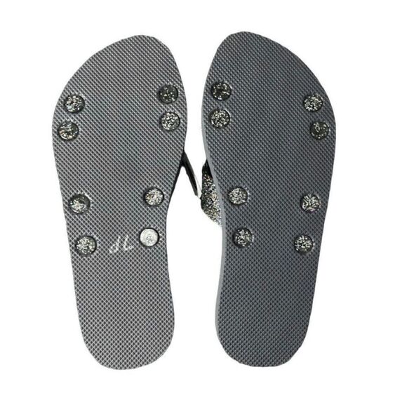 Old Navy Grey Criss Cross Sparkle Flip Flop Sandals - Picture 5 of 7